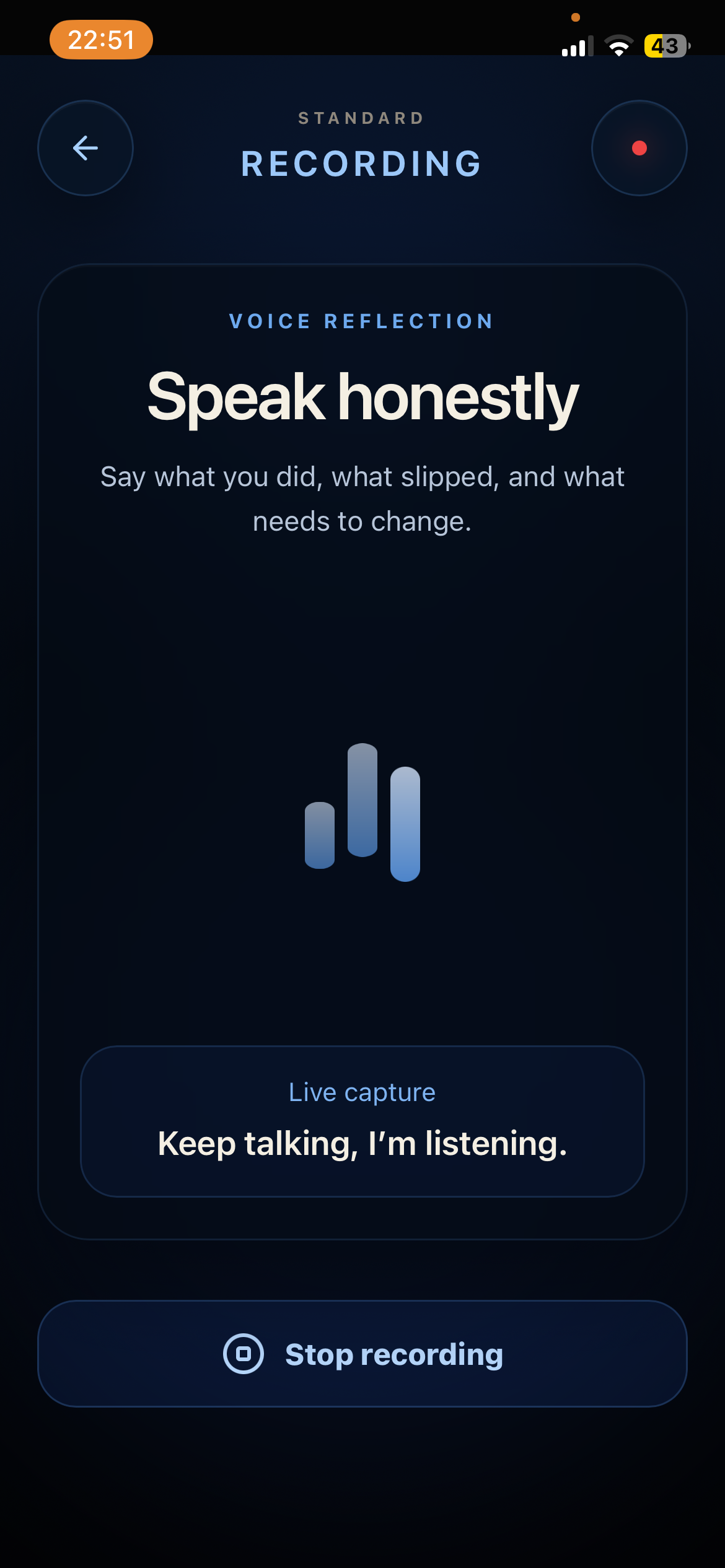 Standard daily voice reflection screen