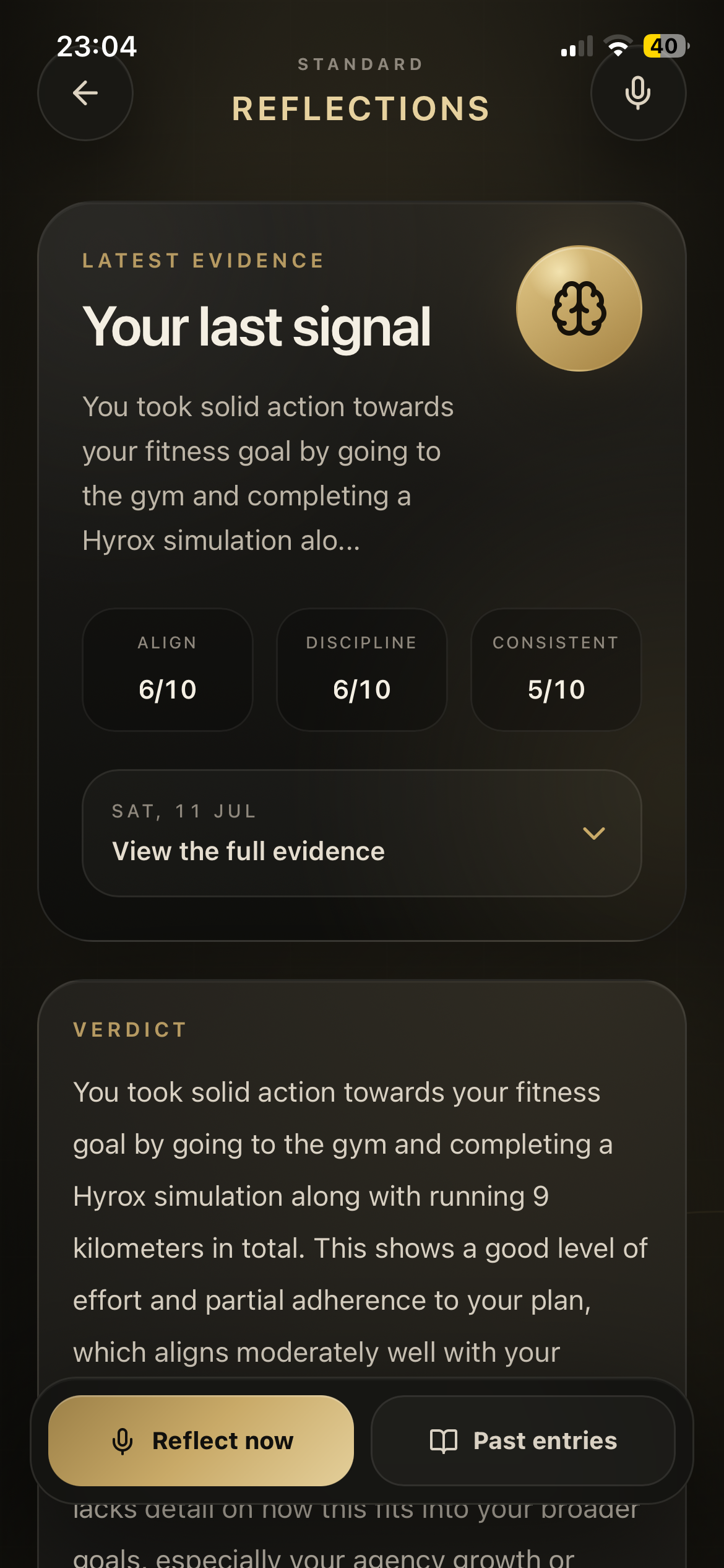 Standard AI accountability verdict and correction screen